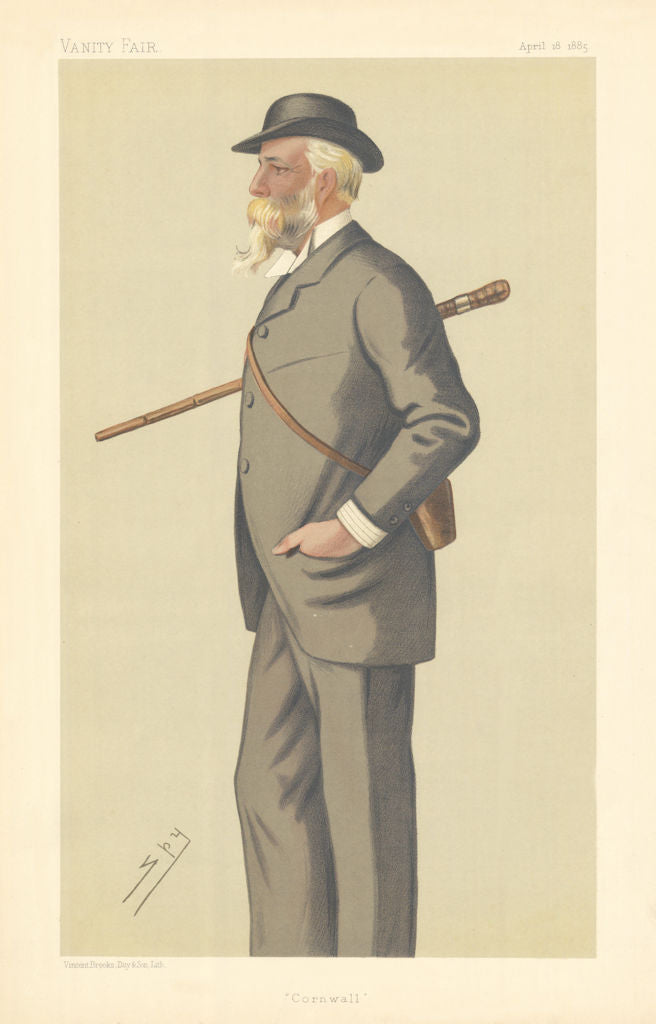 VANITY FAIR SPY CARTOON Edward William Brydges-Willyams 'Cornwall' 1885 print